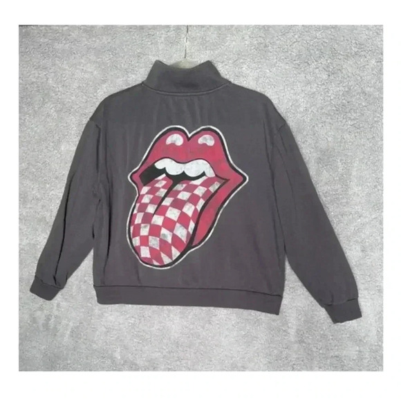 Rolling Stones Gray Sweatshirt Large Logo on Back 1/4 Zip - ?‎ Size - Picture 4 of 6